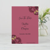 日付を保存するBurgundyと金ゴールドフローラ セーブザデート (スタンド正面)