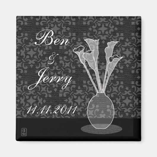 日付を保存するCallaリリーのカスタム磁石 マグネット (正面)