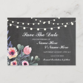 日付を保存するChalkboard 素朴フローラLEDカード セーブザデート