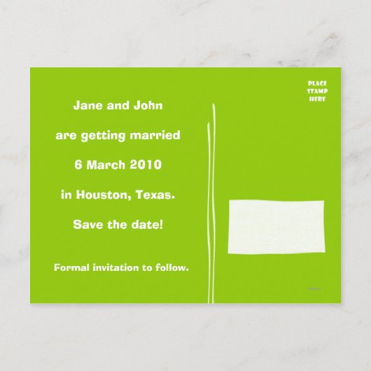 日付を保存するSquiggley行の発表ポストカー 案内ポストカード (裏面)