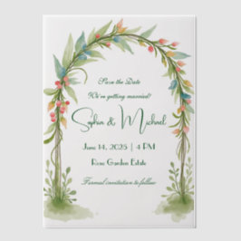 "日付を保存すパーソナライズされたる"結婚 ベラム紙招待状