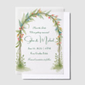 "日付を保存すパーソナライズされたる"結婚 ベラム紙招待状 (オフセット)