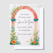 "日付を保存すパーソナライズされたる"結婚 ベラム紙招待状 (オフセット)