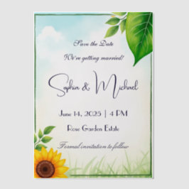 "日付を保存すパーソナライズされたる"結婚 ベラム紙招待状