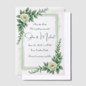 "日付を保存すパーソナライズされたる"結婚 ベラム紙招待状 (オフセット)