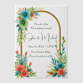 "日付を保存すパーソナライズされたる"結婚 ベラム紙招待状