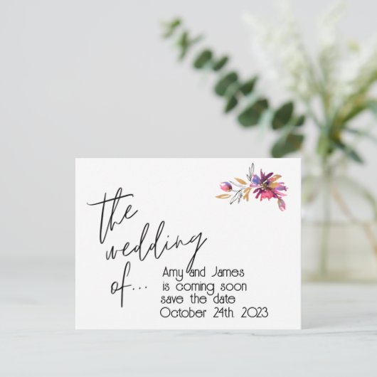 日付を保存す救ると結婚の日付。編集可能 ポストカード (スタンド正面)