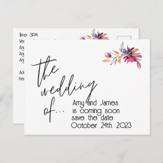 日付を保存す救ると結婚の日付。編集可能 ポストカード (正面/裏面)