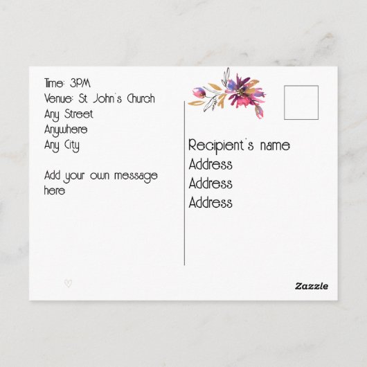 日付を保存す救ると結婚の日付。編集可能 ポストカード (裏面)