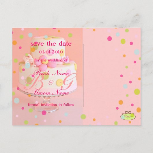 日付を保存す結婚る 案内ポストカード (裏面)