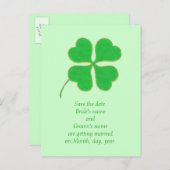 日付を保存はがき、緑のシャムロックの金ゴールドドット 案内ポストカード (正面/裏面)