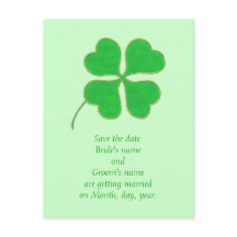 日付を保存はがき、緑のシャムロックの金ゴールドドット