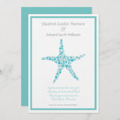 日付を保存アクアターコイズのヒトデ 招待状 (正面/裏面)