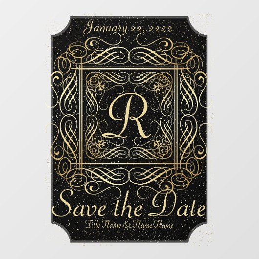 日付を保存エレガントゴールドフォイルのドットを見るスクリプト1 ウィンドウサイン (シート)