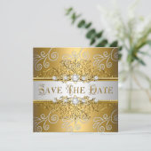 日付を保存エレガント金ゴールドシルバーレースダイヤモンド セーブザデート (スタンド正面)