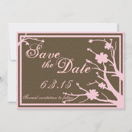 日付を保存カスタムするピンクの茶色の結婚式の招待 セーブザデート (正面)