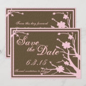 日付を保存カスタムするピンクの茶色の結婚式の招待 セーブザデート (正面/裏面)