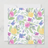 日付を保存カラフルな水色のフローラルウェディング (裏面)