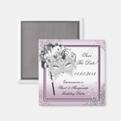 日付を保存キンセアニェラ甘い16仮装ピンク マグネット (正面/裏面)