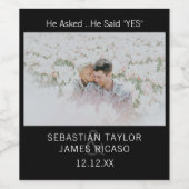 日付を保存ゲイ彼が言ったYesパーソナライズされた写真 ワインラベル (シングルラベル)