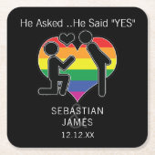 日付を保存ゲイYes スクエアペーパーコースター (正面)