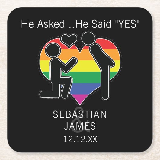 日付を保存ゲイYes スクエアペーパーコースター (正面)