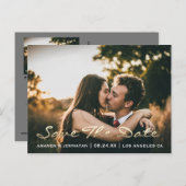 日付を保存ゴールデンスクリプトフォト白黒グレー ポストカード (正面/裏面)