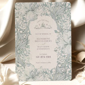 日付を保存ゴールデンリリースカイブルーウィリアム・モリス 招待状