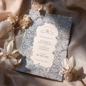 日付を保存ゴールデンリリースカイブルーウィリアム・モリス 招待状