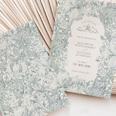 日付を保存ゴールデンリリースカイブルーウィリアム・モリス 招待状