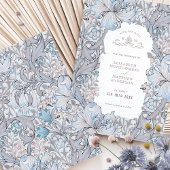 日付を保存ゴールデンリリースカイブルーウィリアム・モリス 招待状