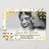日付を保存ゴールドフォイル紙吹雪ドットフォトカード 招待状 (正面/裏面)