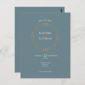 日付を保存シックな金ゴールドエレガントフローラガーランド ポストカード (正面/裏面)