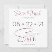 日付を保存タイポグラフィほこりっぽいプラム 招待状 (正面)