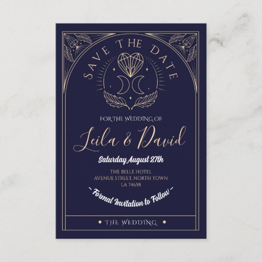 日付を保存タロットムーンクリスタルハート結婚 エンクロージャーカード (正面)