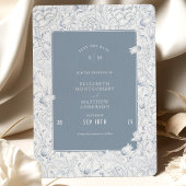 日付を保存ダスティブルーエレガンスチューリップ 招待状