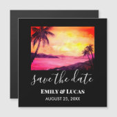日付を保存トロピカルビーチサンセットウォーターカラー (正面/裏面)