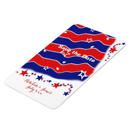 日付を保存パーソナライズされたする星とストライプ マグネット (左側)