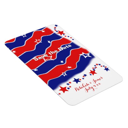 日付を保存パーソナライズされたする星とストライプ マグネット (右側)