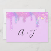 日付を保存ピンクのホログラフィックが紫色に乾く セーブザデート (裏面)