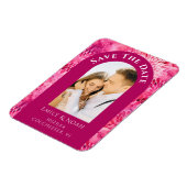 日付を保存ピンクダリア水色フローラ マグネット (左側)