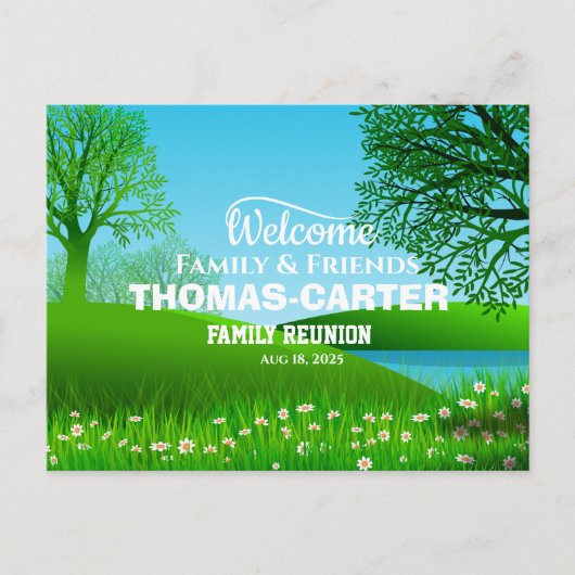 日付を保存ファミリ懇親会自然シーンレイク ポストカード (正面)