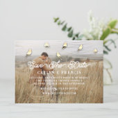 日付を保存フェイク金ゴールドKraft Foto Bird Woodland 招待状 (スタンド正面)