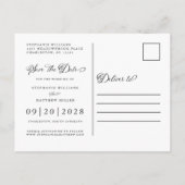 日付を保存フォトアクアブルーグリーンシック結婚ズ 案内ポストカード (裏面)