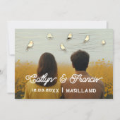 日付を保存フォトウッドランドコテージゴールデンバード 招待状 (裏面)