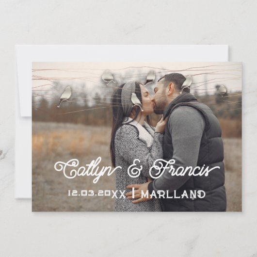 日付を保存フォトバラグレーブラックバーズデジタル 招待状 (裏面)