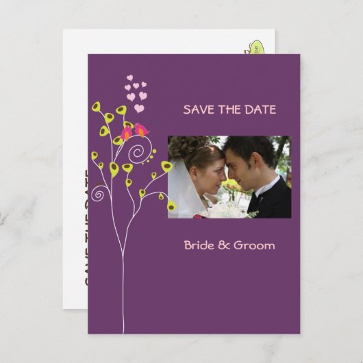 日付を保存フォトポストカード、愛の鳥 案内ポストカード (正面/裏面)