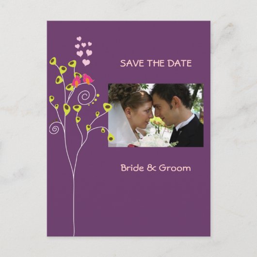 日付を保存フォトポストカード、愛の鳥 案内ポストカード (正面)