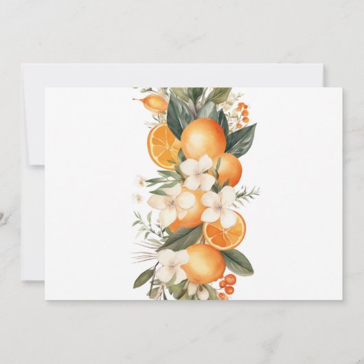 日付を保存フローラ花フルーツオレンジ写真 セーブザデート (裏面)