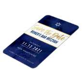 日付を保存モダンダークブルー金ゴールドバー(ユダヤ教の)バル・ミツバー マグネット (左側)